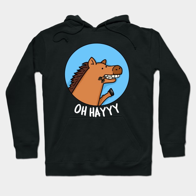 Oh Hayyyy Cute Horse Pun Hoodie by punnybone